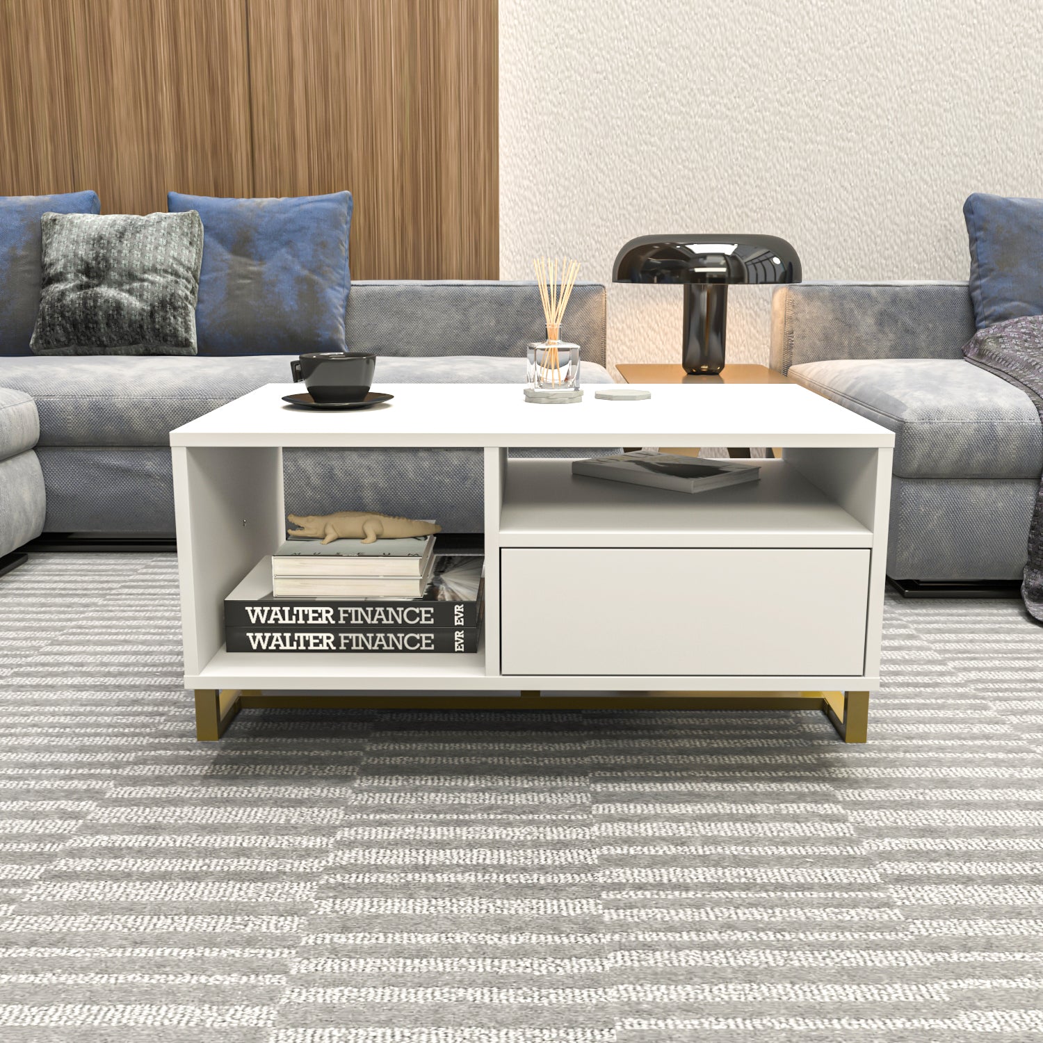 Utopia 35" Wide Coffee Table with Storage Cabinet