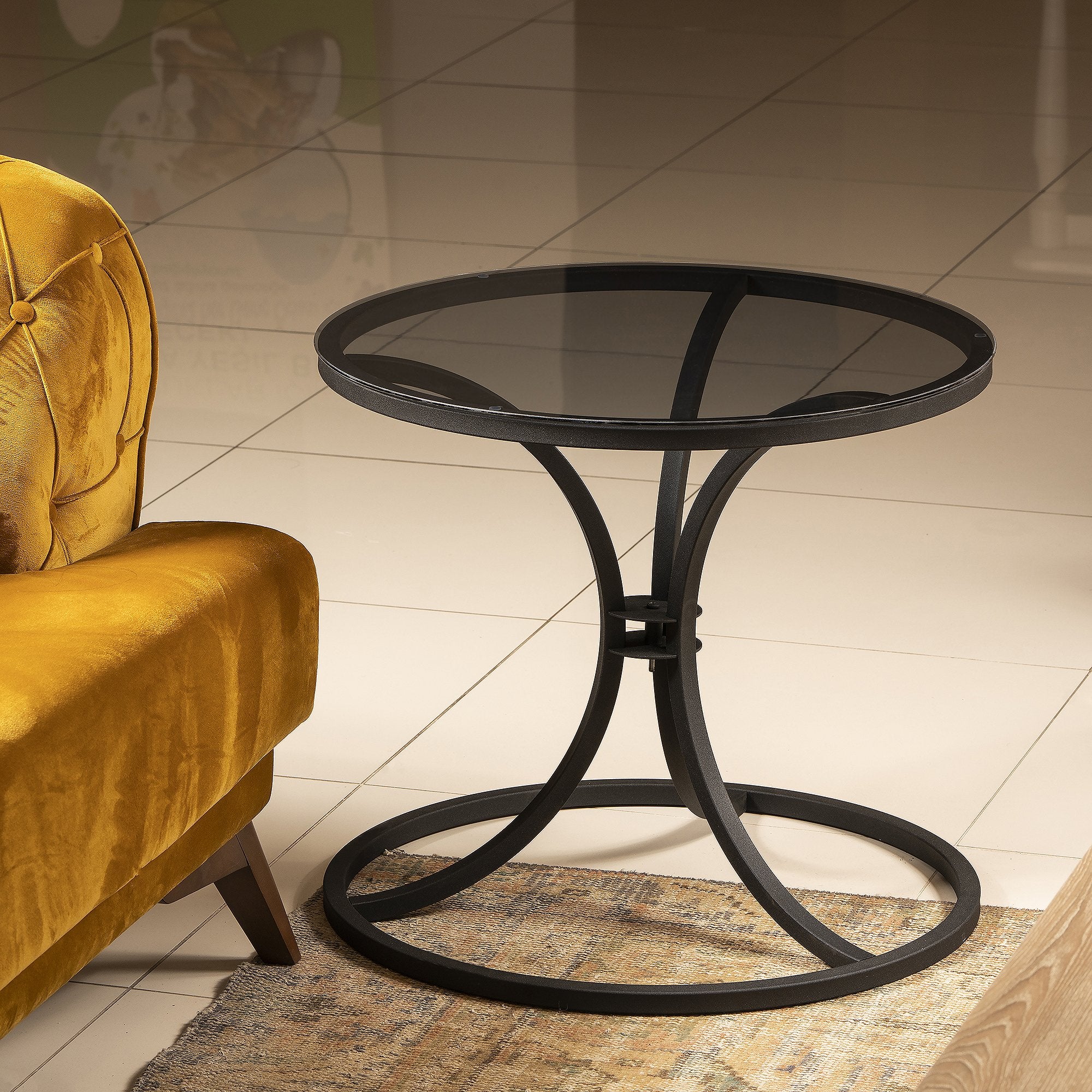 Corleone Metal & Tempered Glass Side End Table - Decorotika