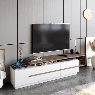 Pia 71" TV Stand and Media Console with Cabinets and Shelves for TVs up to 80" - Decorotika