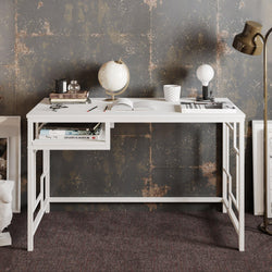 Victory 47'' Wide Metal Engineered Wood Computer Desk with Shelf - Decorotika