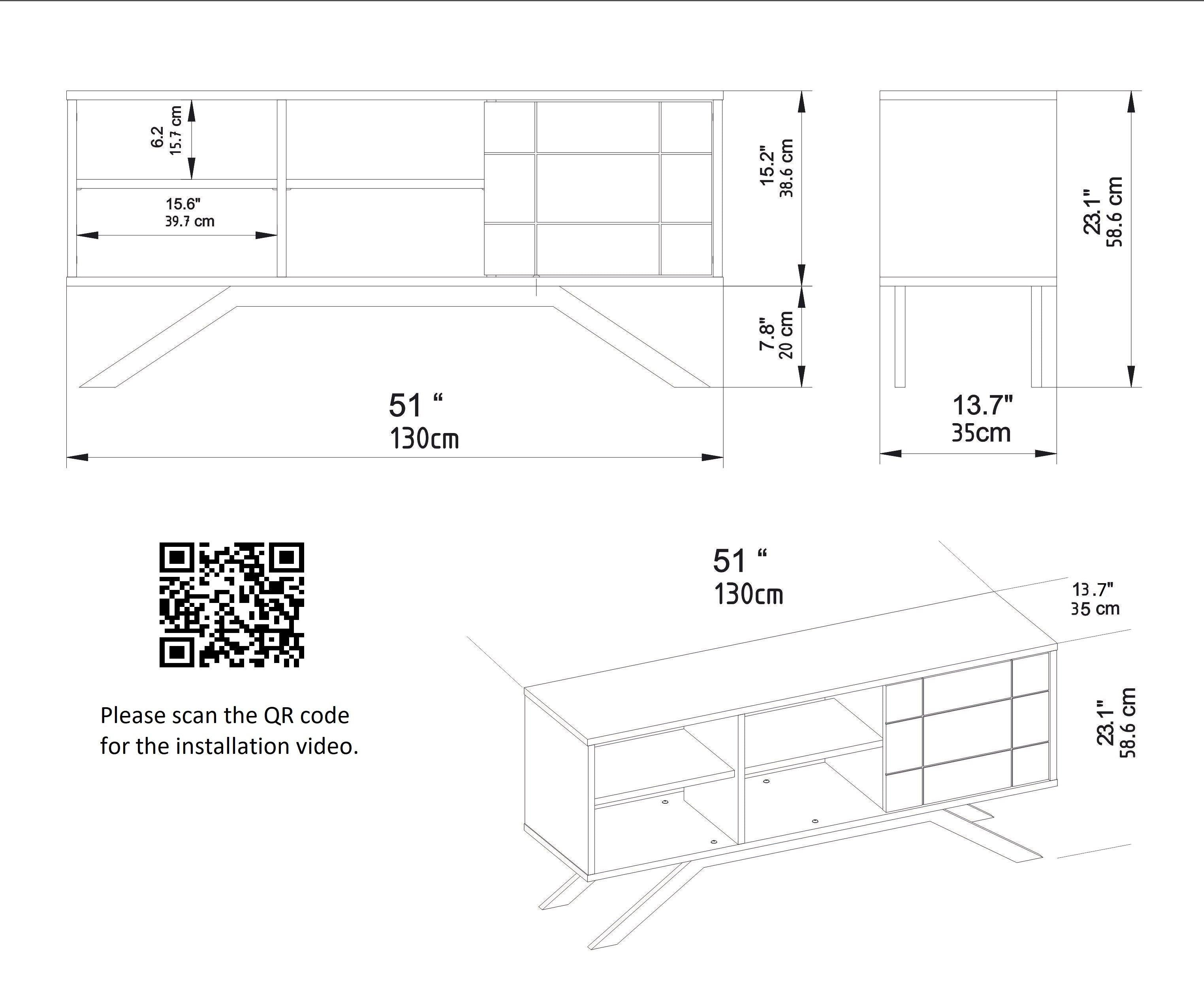 North 51" TV Stand and Media Console with A Cabinet and Shelves - Decorotika