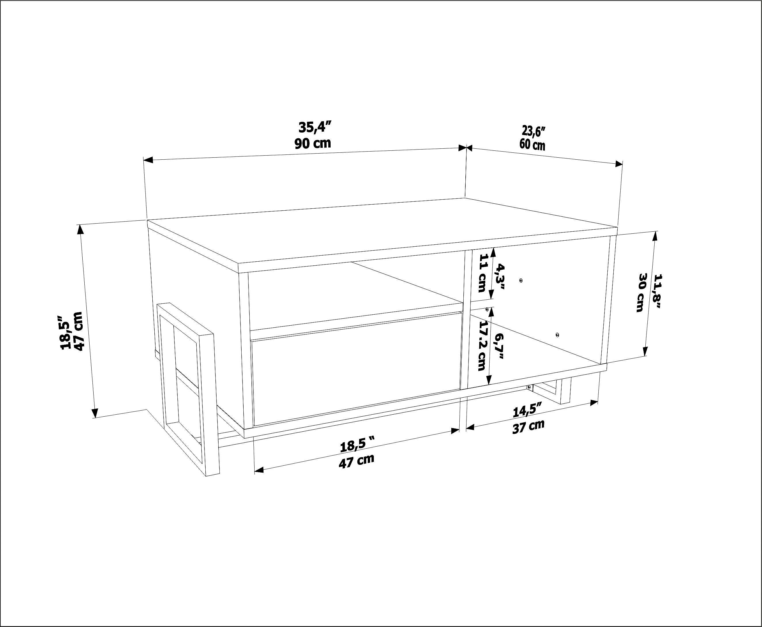 Utopia 35" Wide Coffee Table with Storage Cabinet