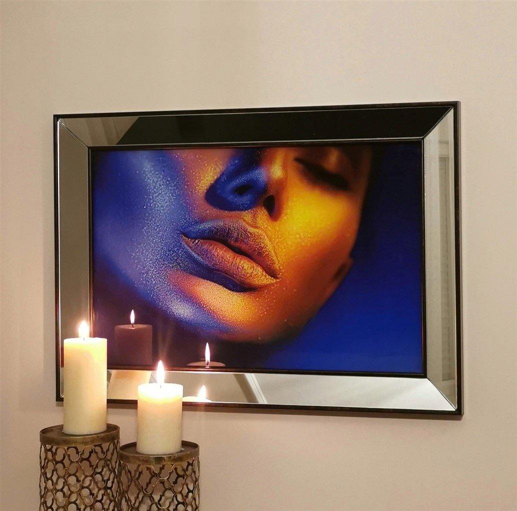 Lips Mirror Enhanced Wall Decor with Ultraviolet Print Design - Decorotika