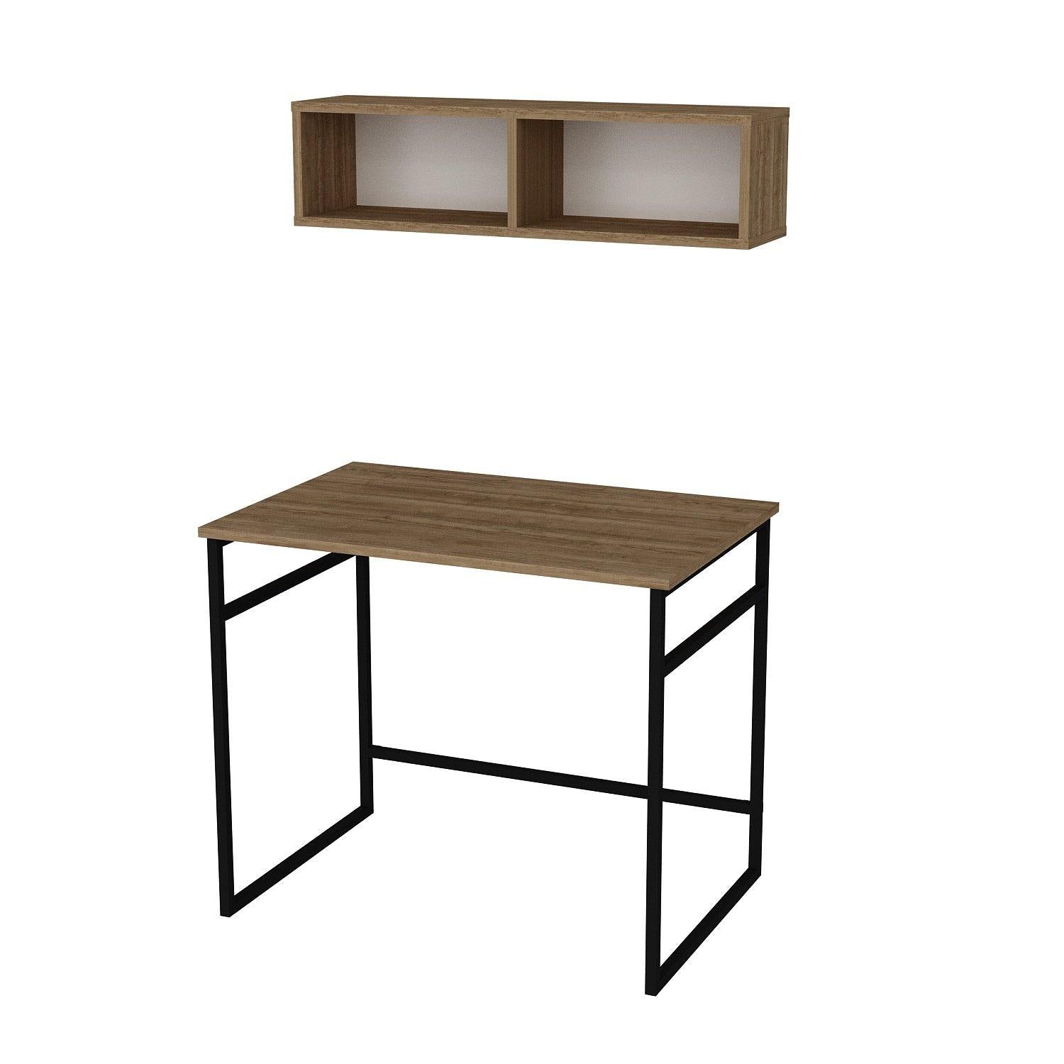 Gama 35" Wide Computer Desk with a Wall Cubby Shelf - Decorotika