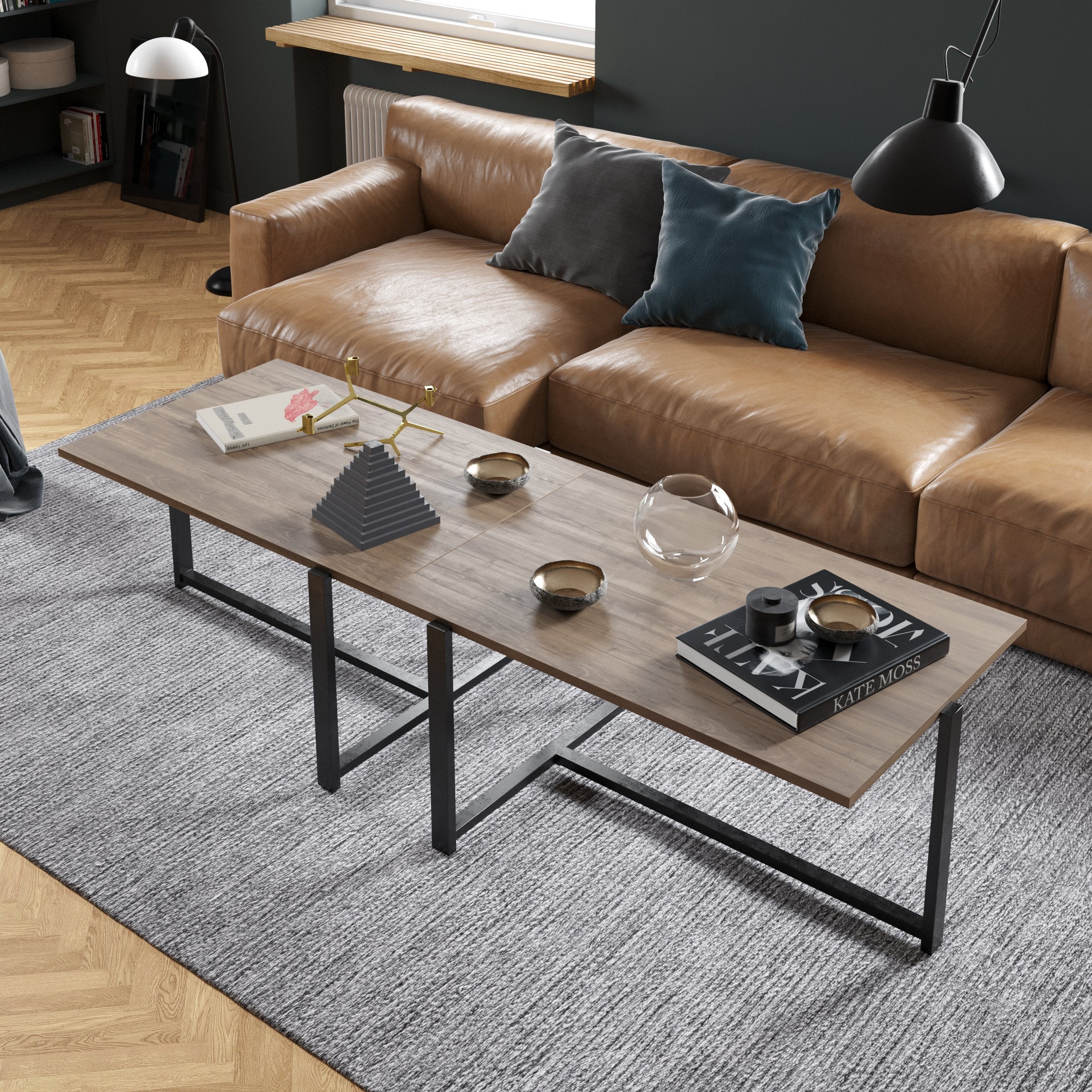 Merideths Metal Wood Coffee Table - Decorotika