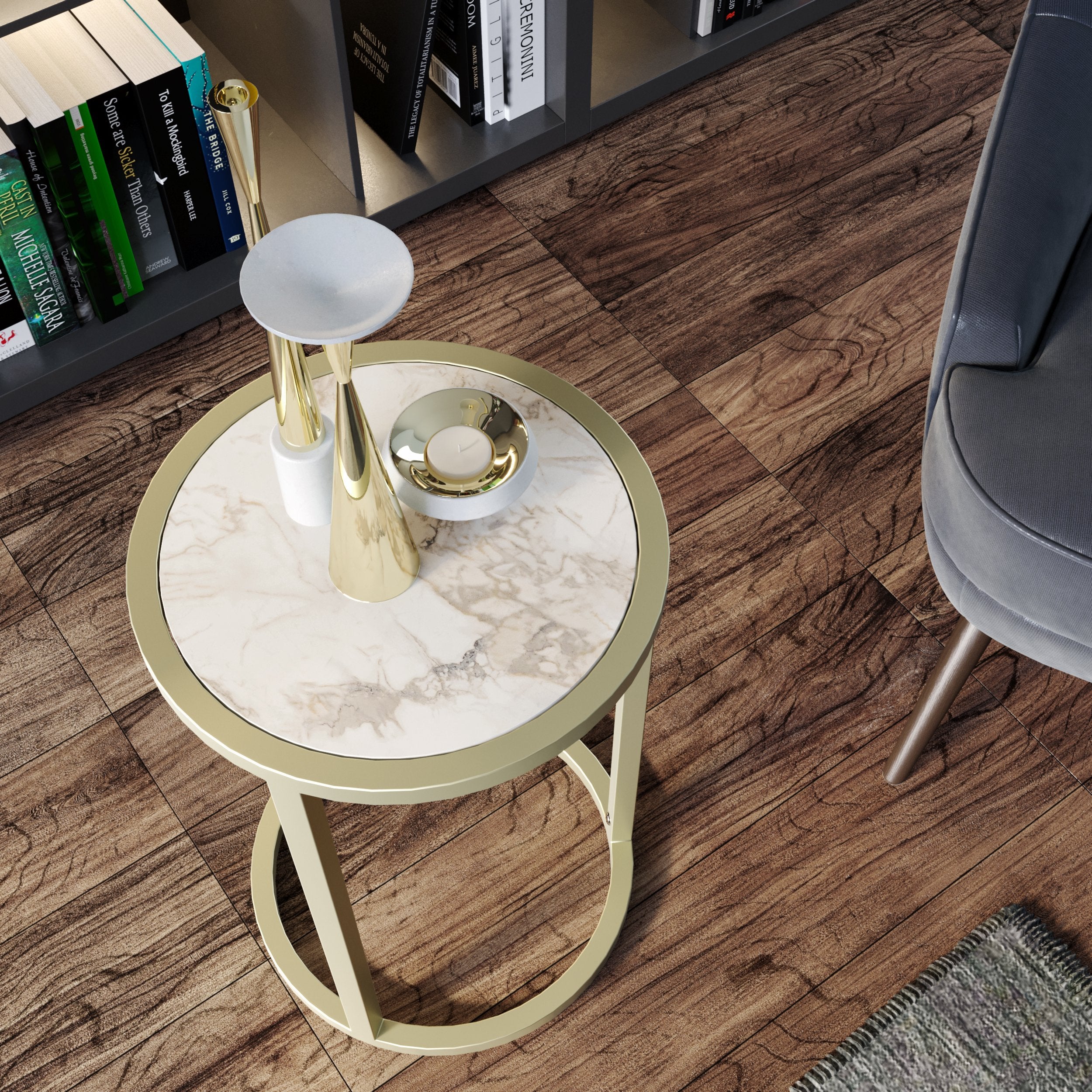 Tambur Metal Wood Side End Table - Decorotika