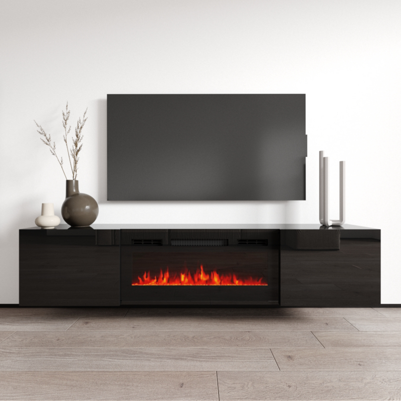 Bahamas 72" Floating TV Stand with Fireplace - White