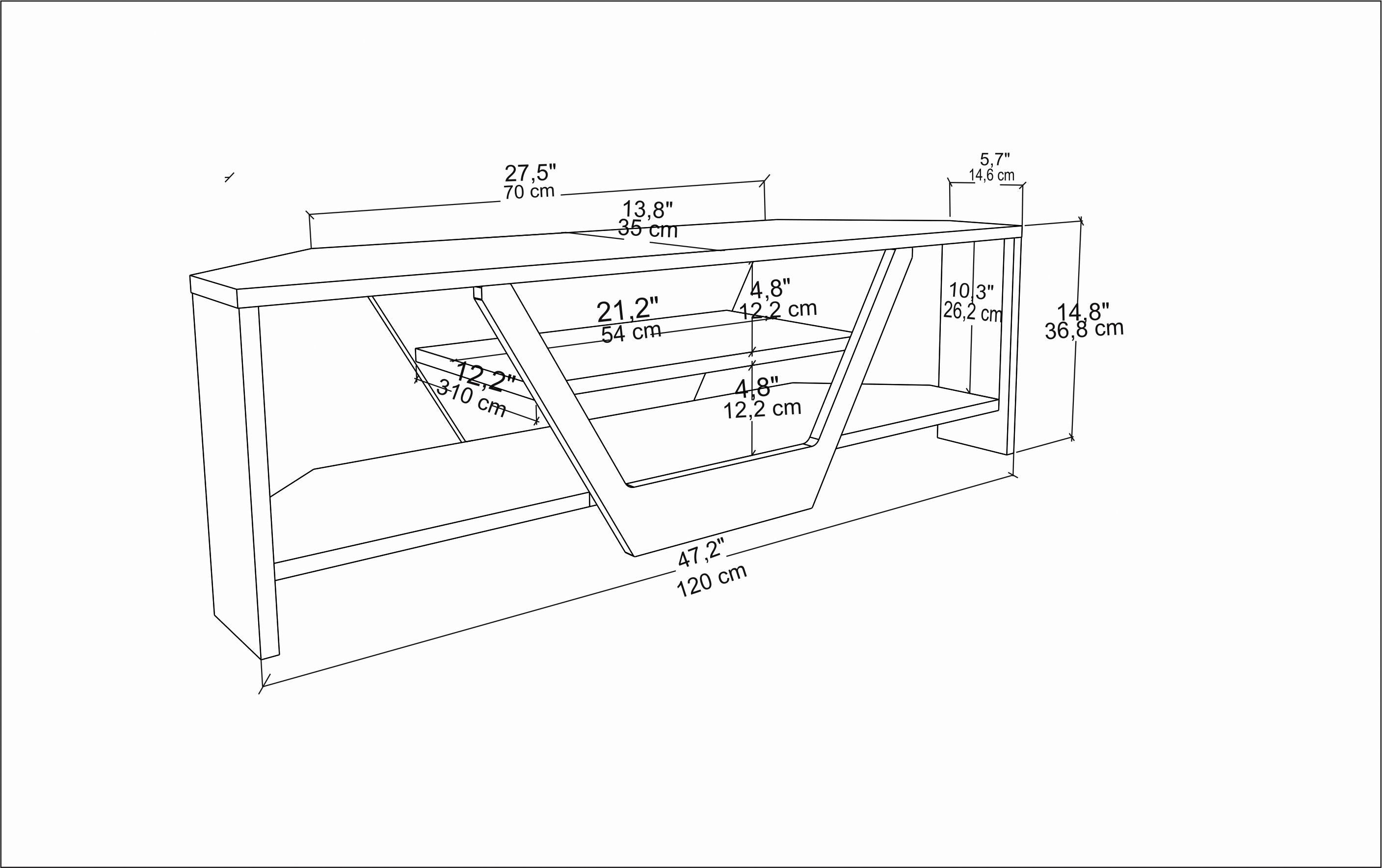 Sares 47'' Wide Corner TV Stand Console Table for Up to 55 inch TVs