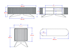 Store 71” Wide TV Stand - Sapphire Oak & White