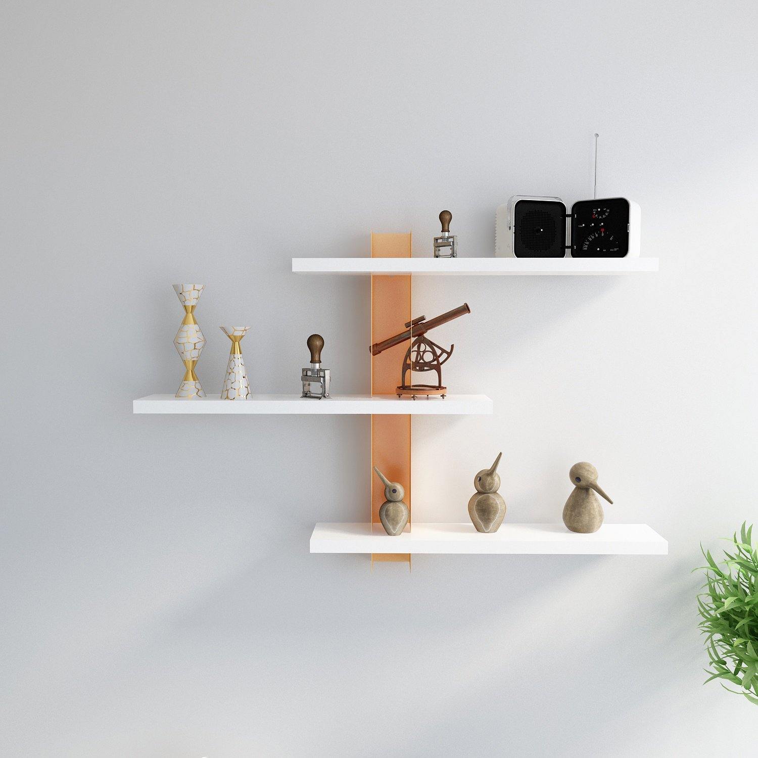 Mita 19'' Adjustable Metal Manufactured Wood Wall Shelf - Decorotika