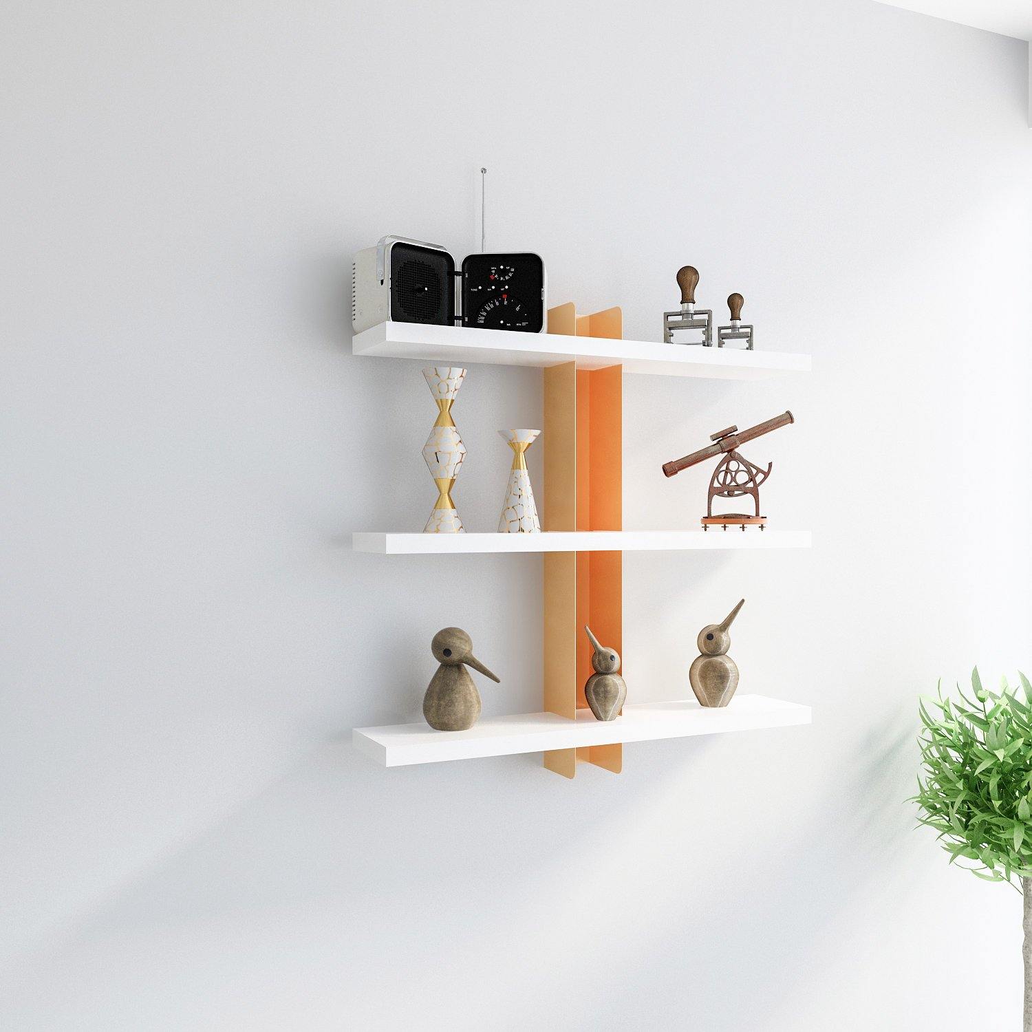 Mita 19'' Adjustable Metal Manufactured Wood Wall Shelf - Decorotika