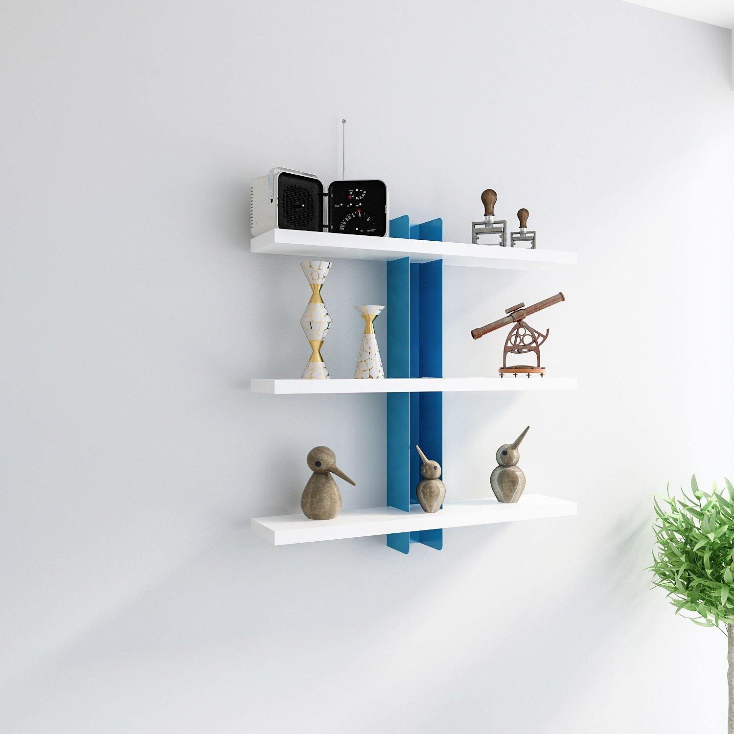 Mita 19'' Adjustable Metal Manufactured Wood Wall Shelf - Decorotika