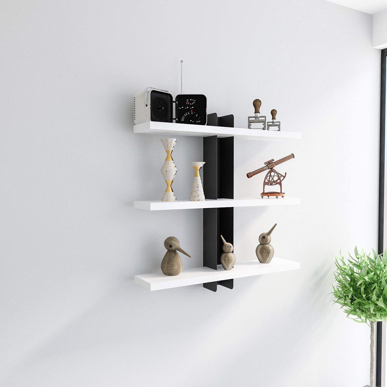 Mita 19'' Adjustable Metal Manufactured Wood Wall Shelf - Decorotika