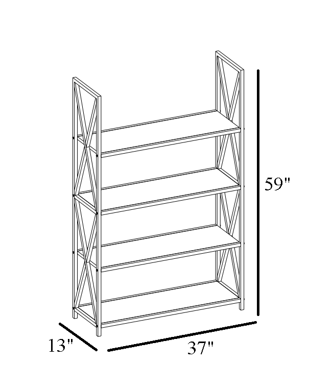 Xena 59'' Tall Metal Manufactured Wood Bookcase - Decorotika