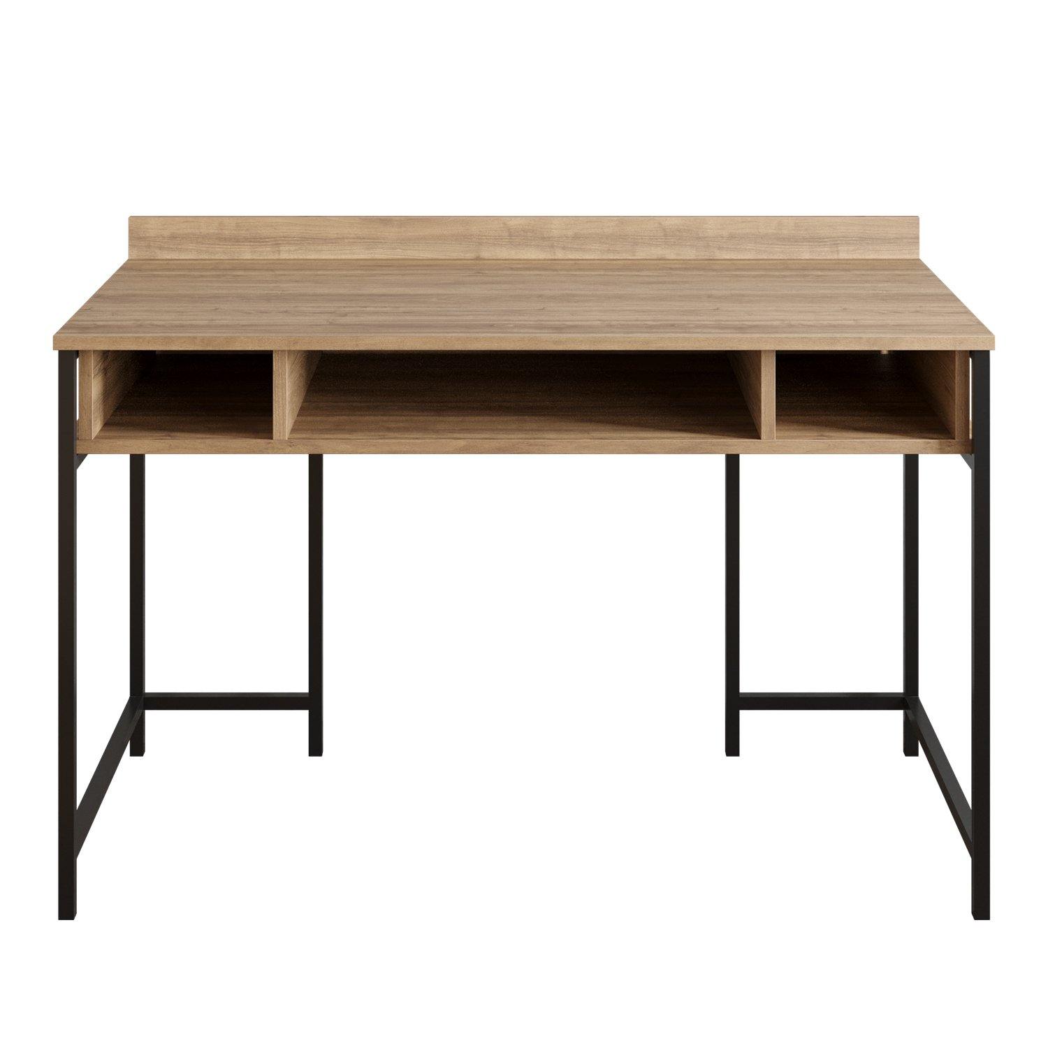 Tumata 47'' Wide Metal Wood Computer Desk with Open Shelves - Decorotika