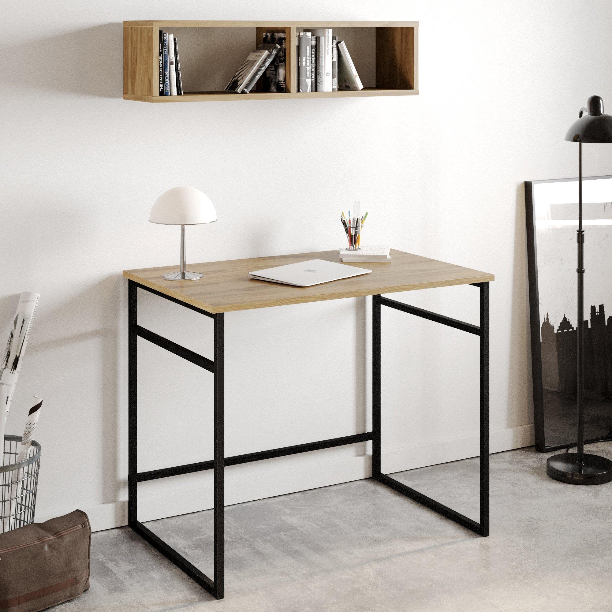 Gama 35" Wide Computer Desk with a Wall Cubby Shelf - Decorotika