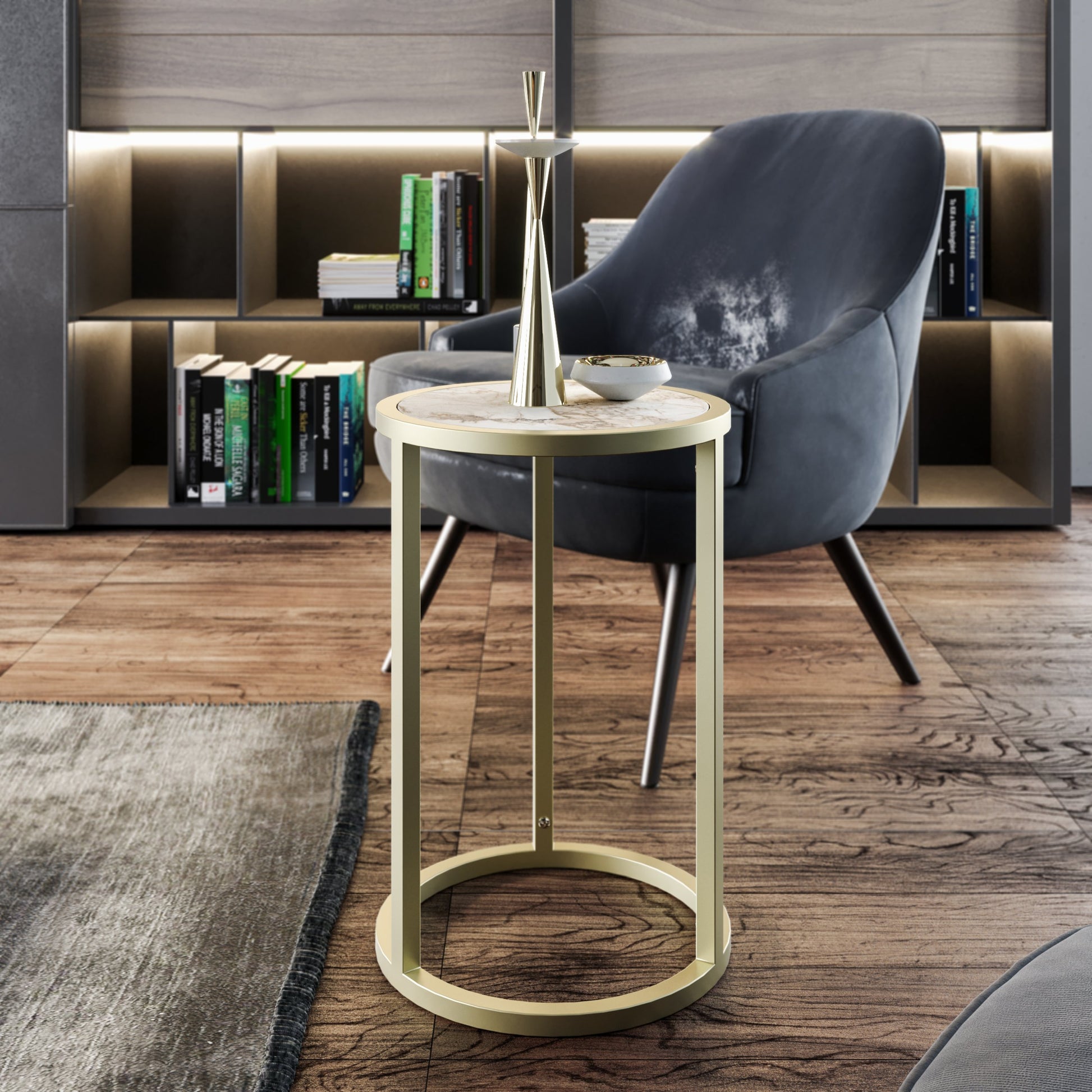 Tambur Metal Wood Side End Table - Decorotika