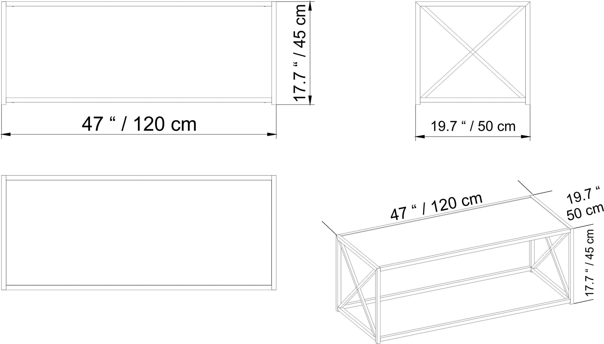 Geises 47'' Wide Metal & Tempered Glass Coffee Table - Decorotika