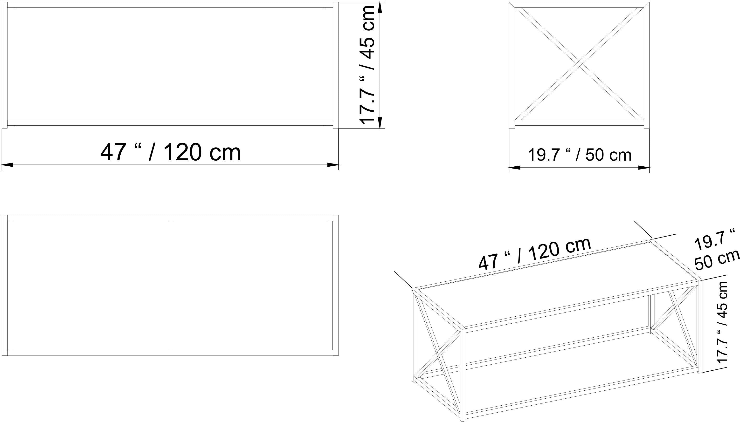 Geises 47'' Wide Metal & Tempered Glass Coffee Table - Decorotika