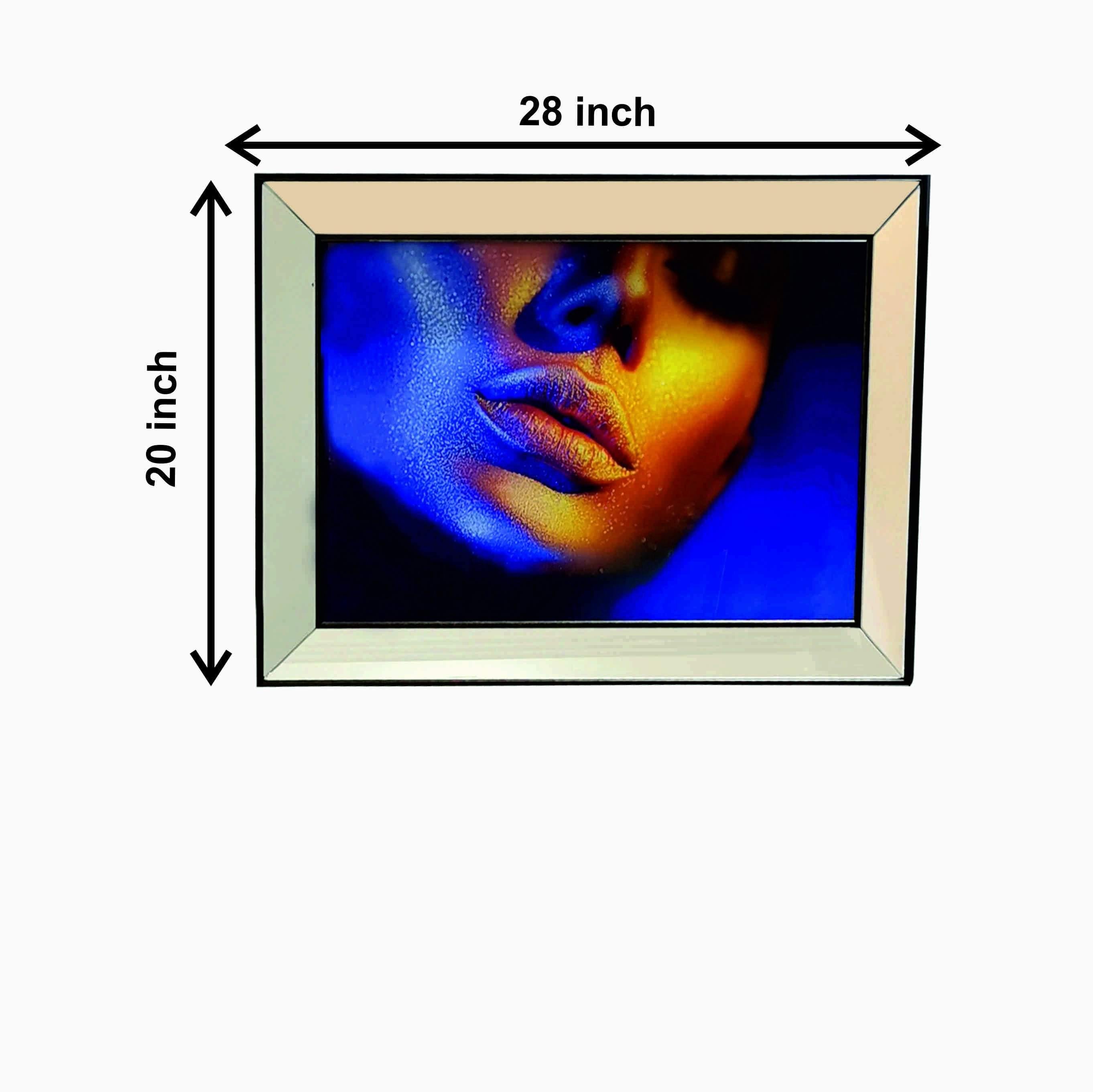 Lips Mirror Enhanced Wall Decor with Ultraviolet Print Design - Decorotika