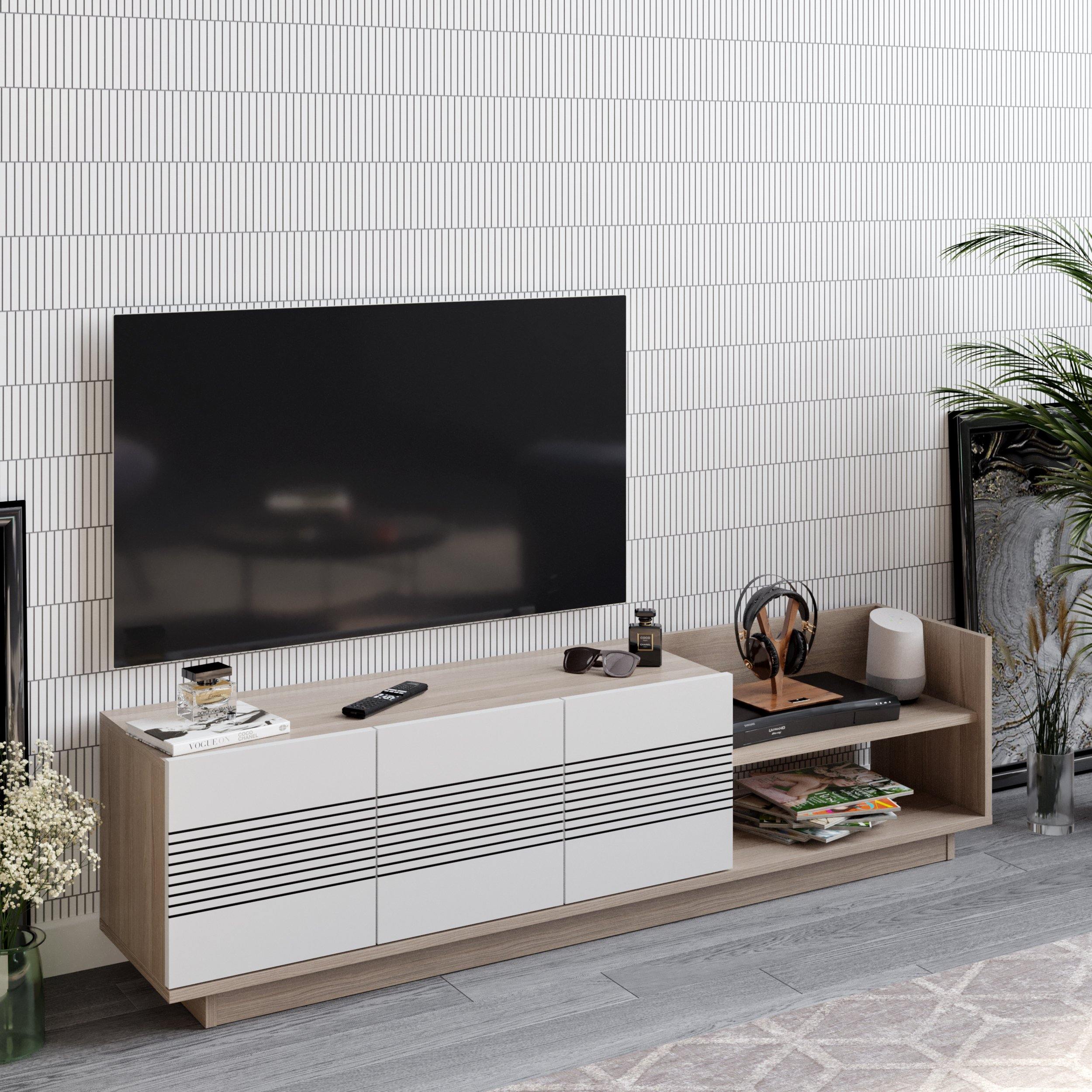 Viano TV Stand and Media Console with A Cabinet and Shelves for TVs up to 47" - Decorotika