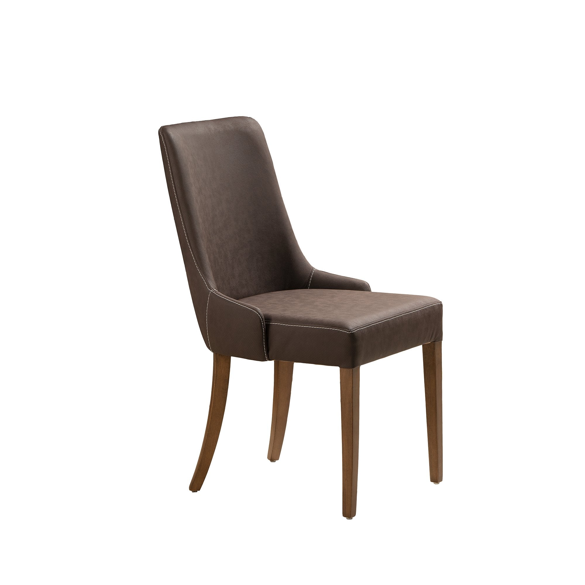 Golden Upholstered Solid Wood Chair - Set of 2 - Brown & Walnut - 36.2" H x 17.9" W x 20" D - Decorotika
