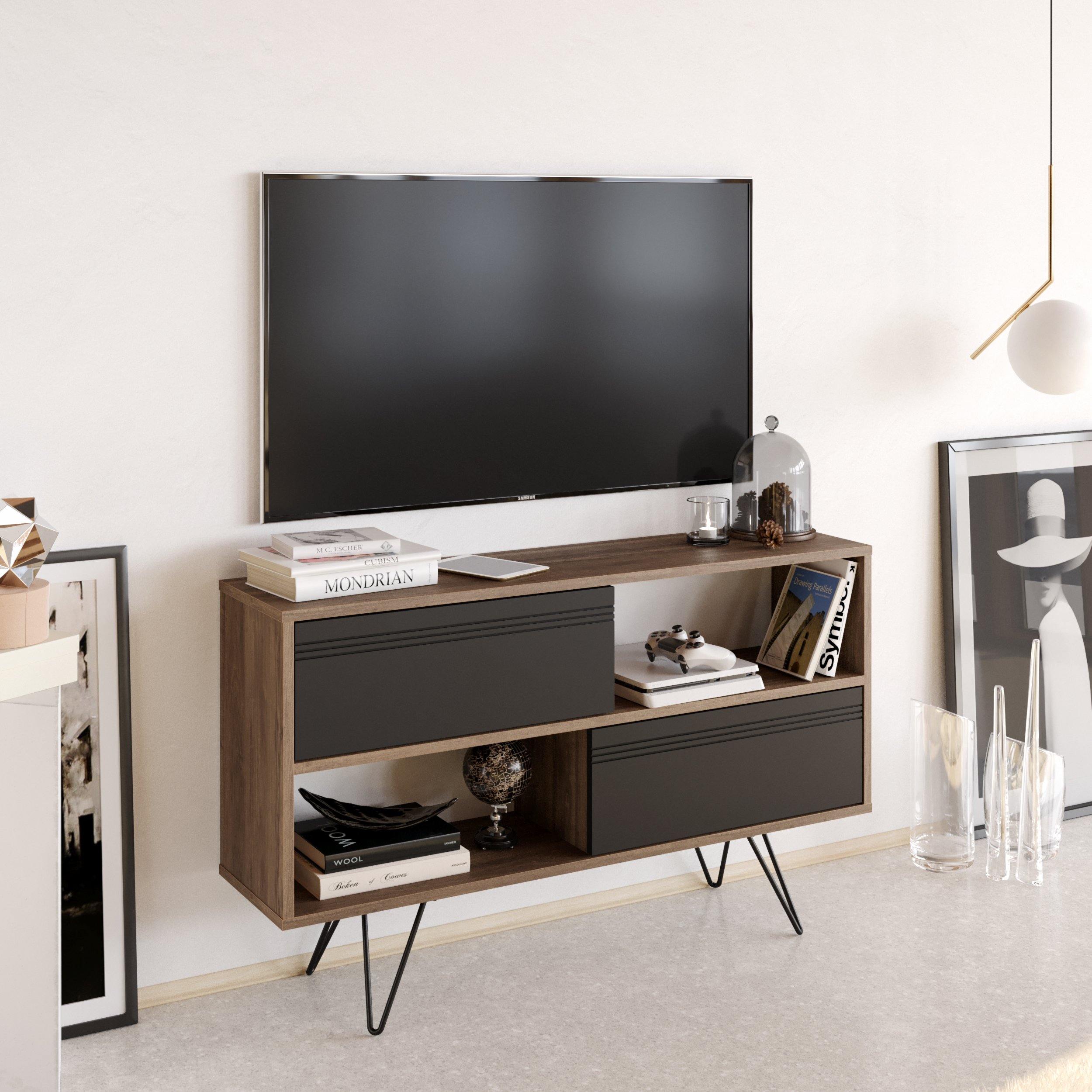 Kerby 47" Wide TV Stand & Media Console with Cabinets & Shelves for TVs up to 55" - Decorotika