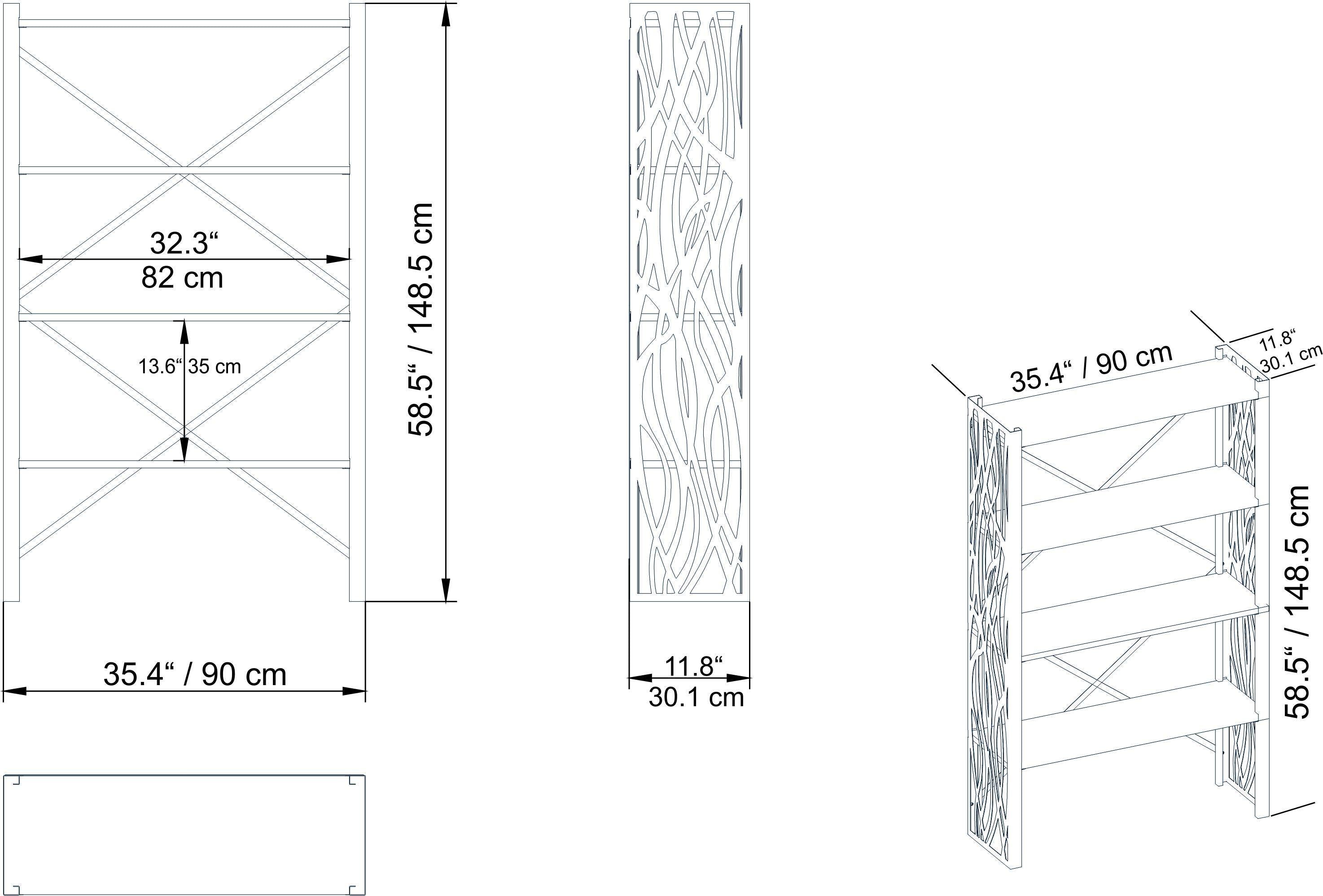 Merkel 58'' Tall Metal Wood Accent Bookcase - Decorotika