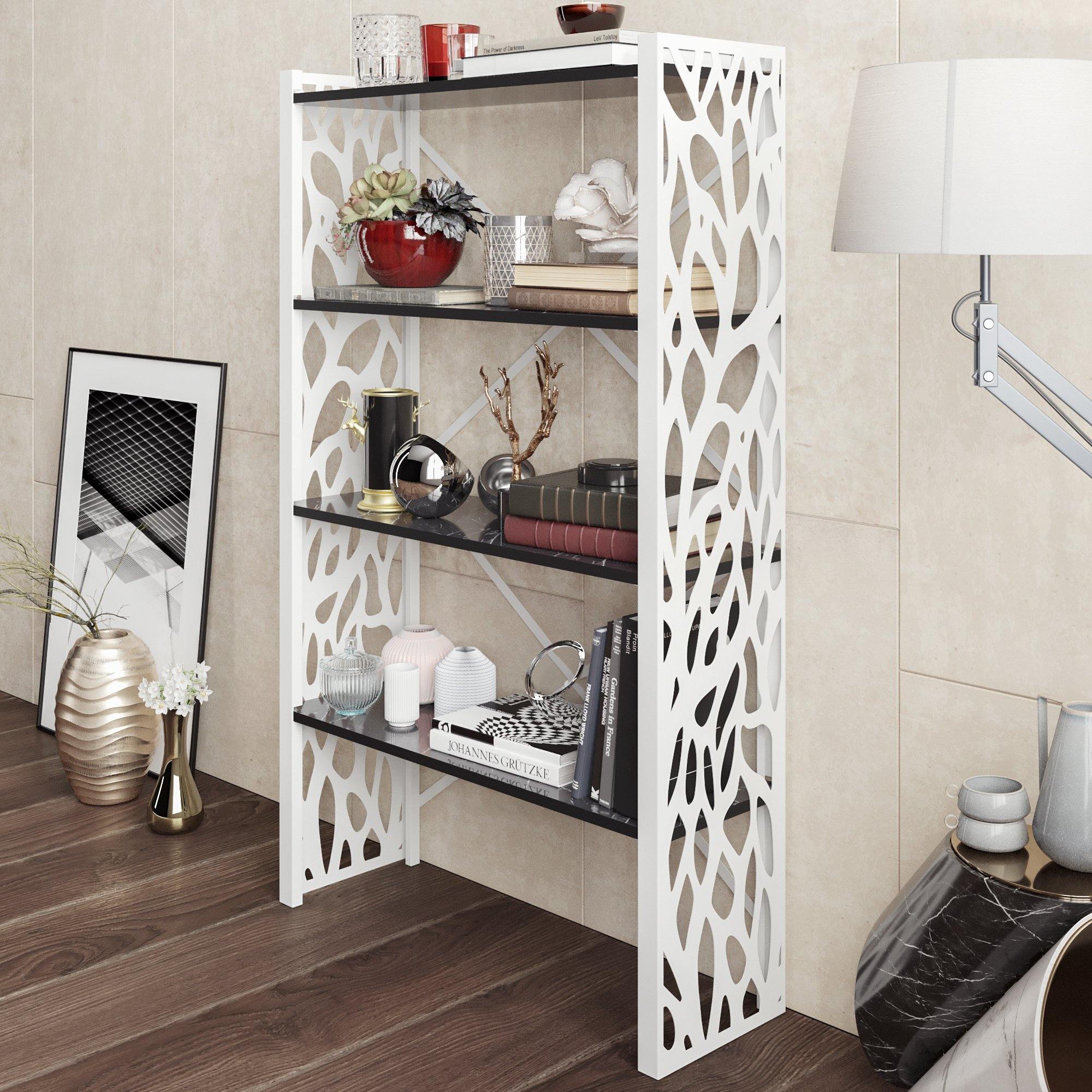 Toungfu 58'' Tall Metal Wood Accent Bookcase - Decorotika