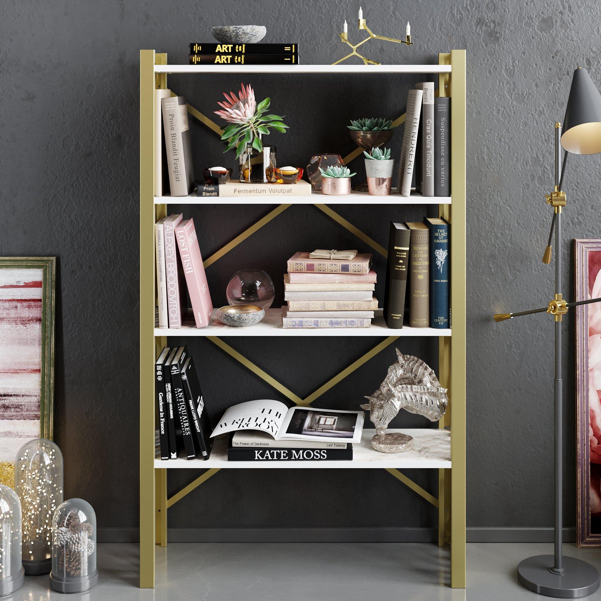 Toungfu 58'' Tall Metal Wood Accent Bookcase - Decorotika