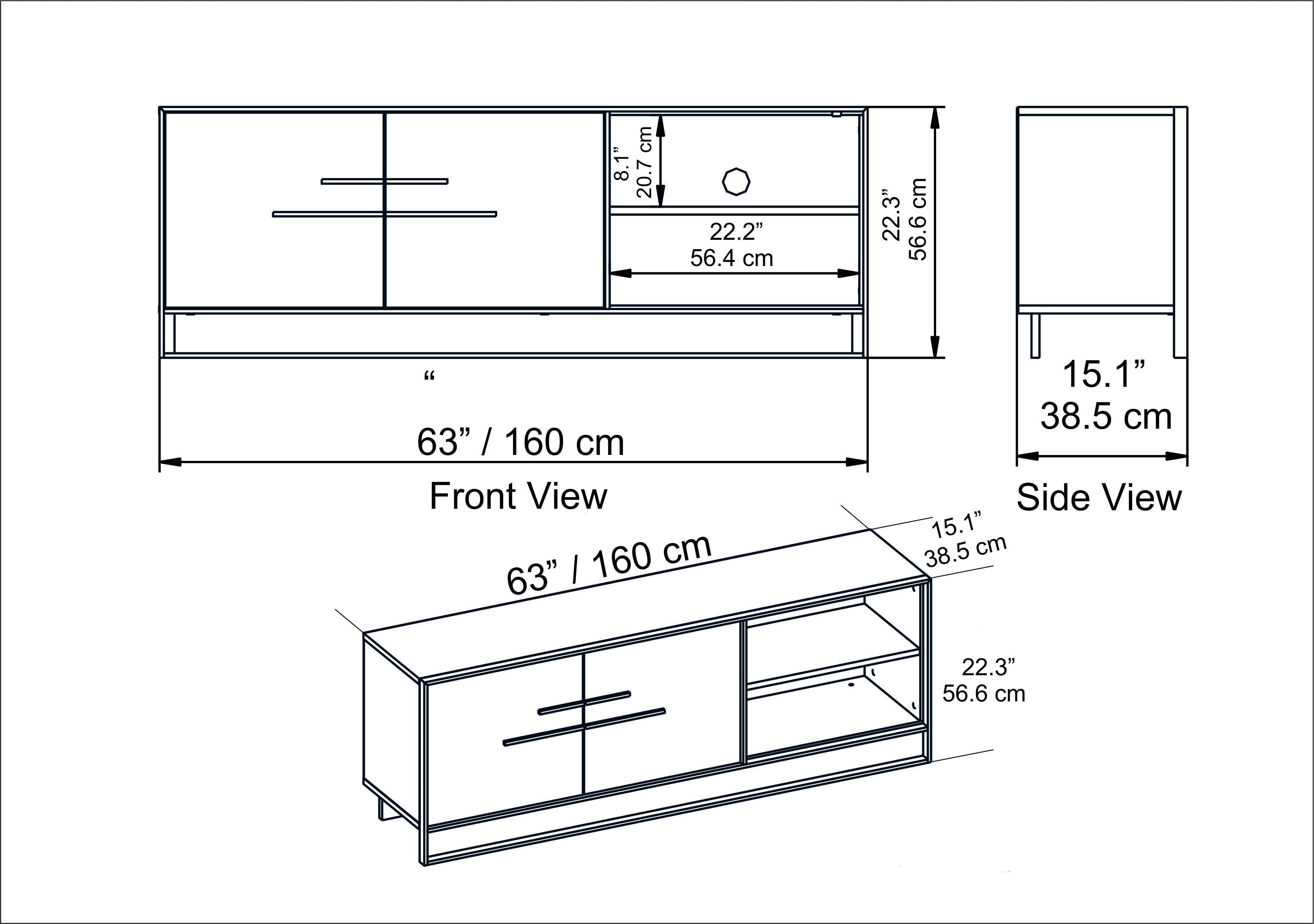 Polka 63 Wide Metal Wood TV Stand Media Console for TVs up to 73