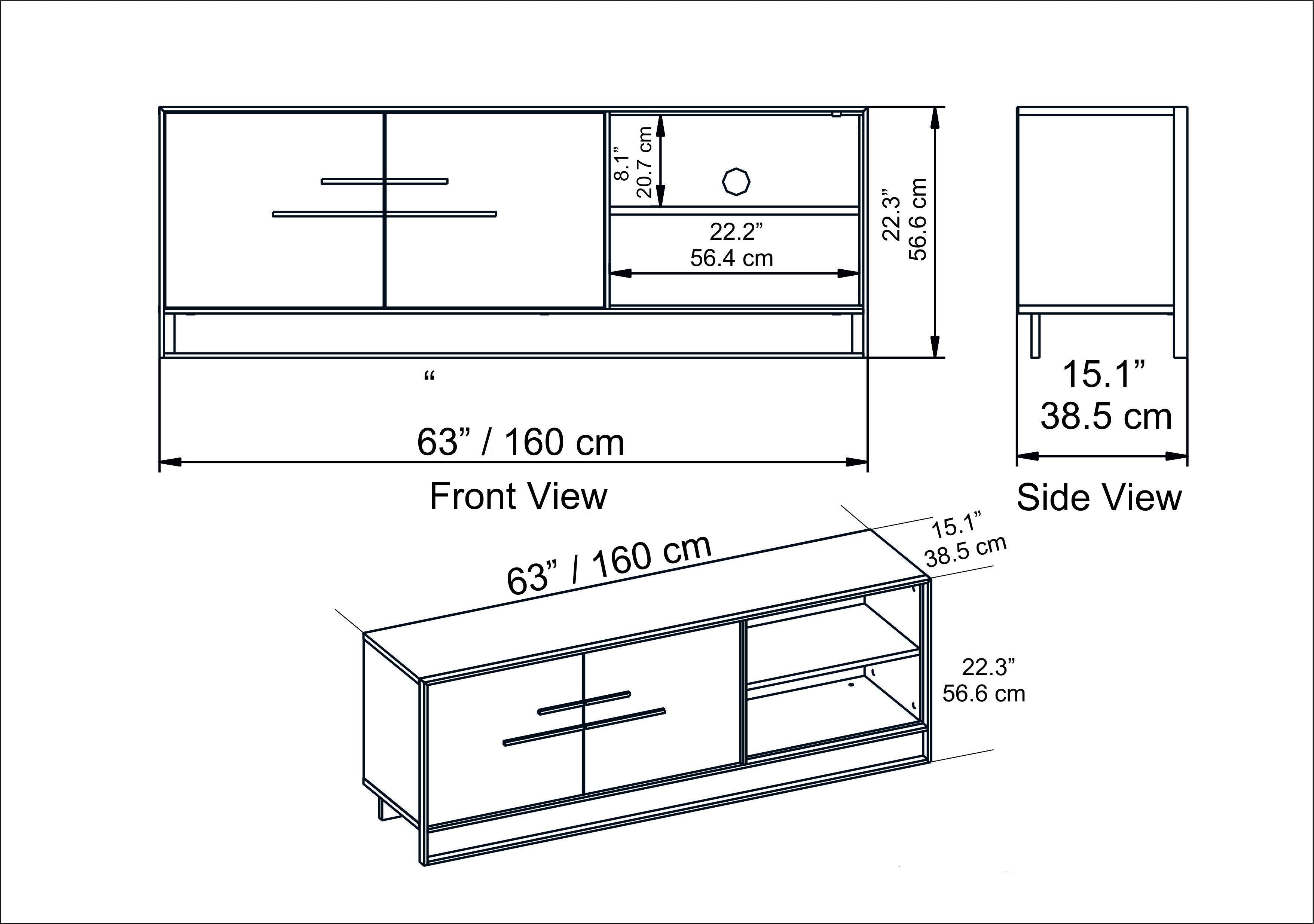 Polka 63" Wide Metal Wood TV Stand & Media Console for TVs up to 73" - Decorotika