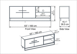 Polka 63" Wide Metal Wood TV Stand & Media Console for TVs up to 73" - Decorotika