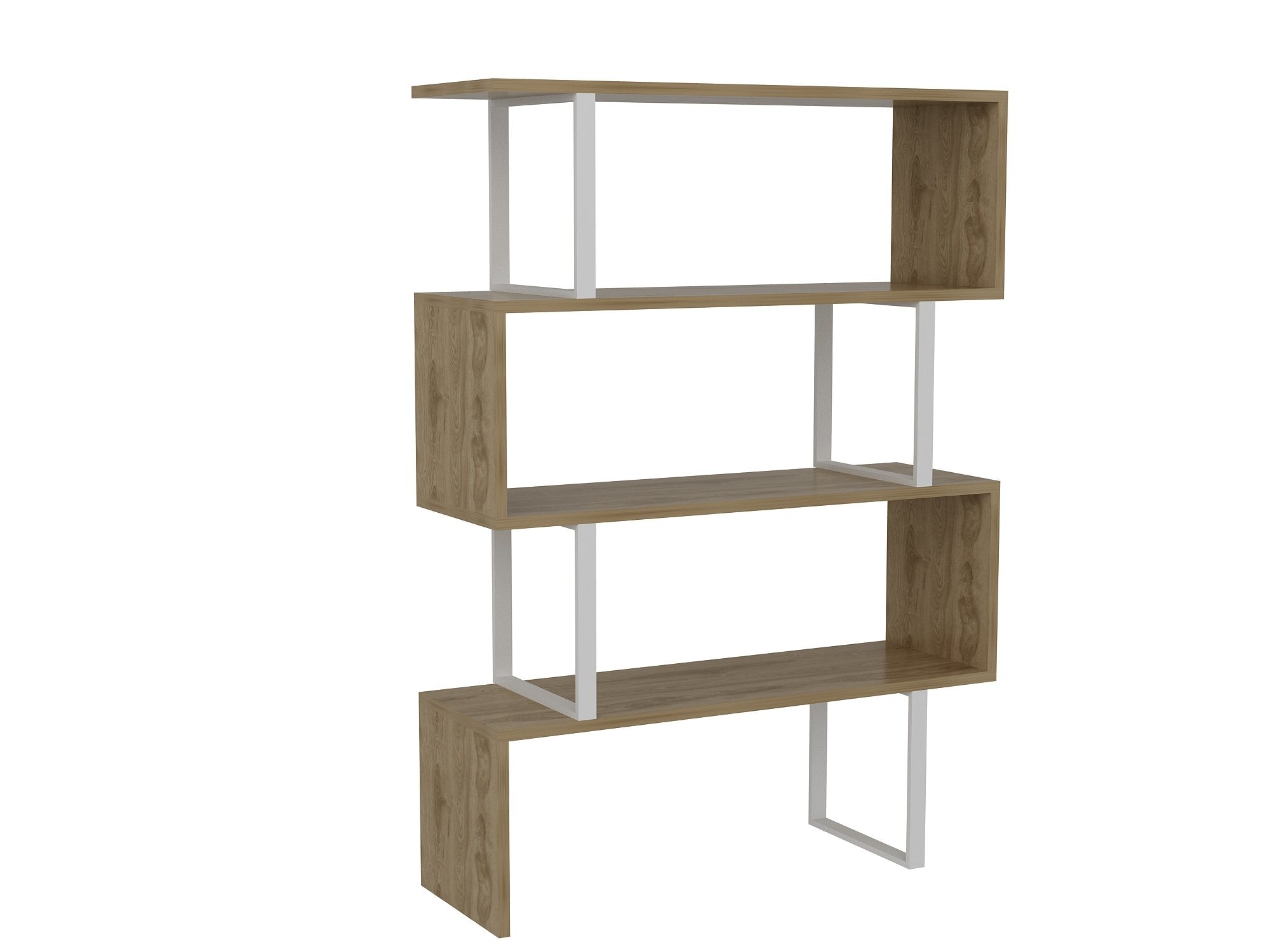 Adriana 49" Tall Metal Manufactured Wood Geometric Bookcase - Decorotika