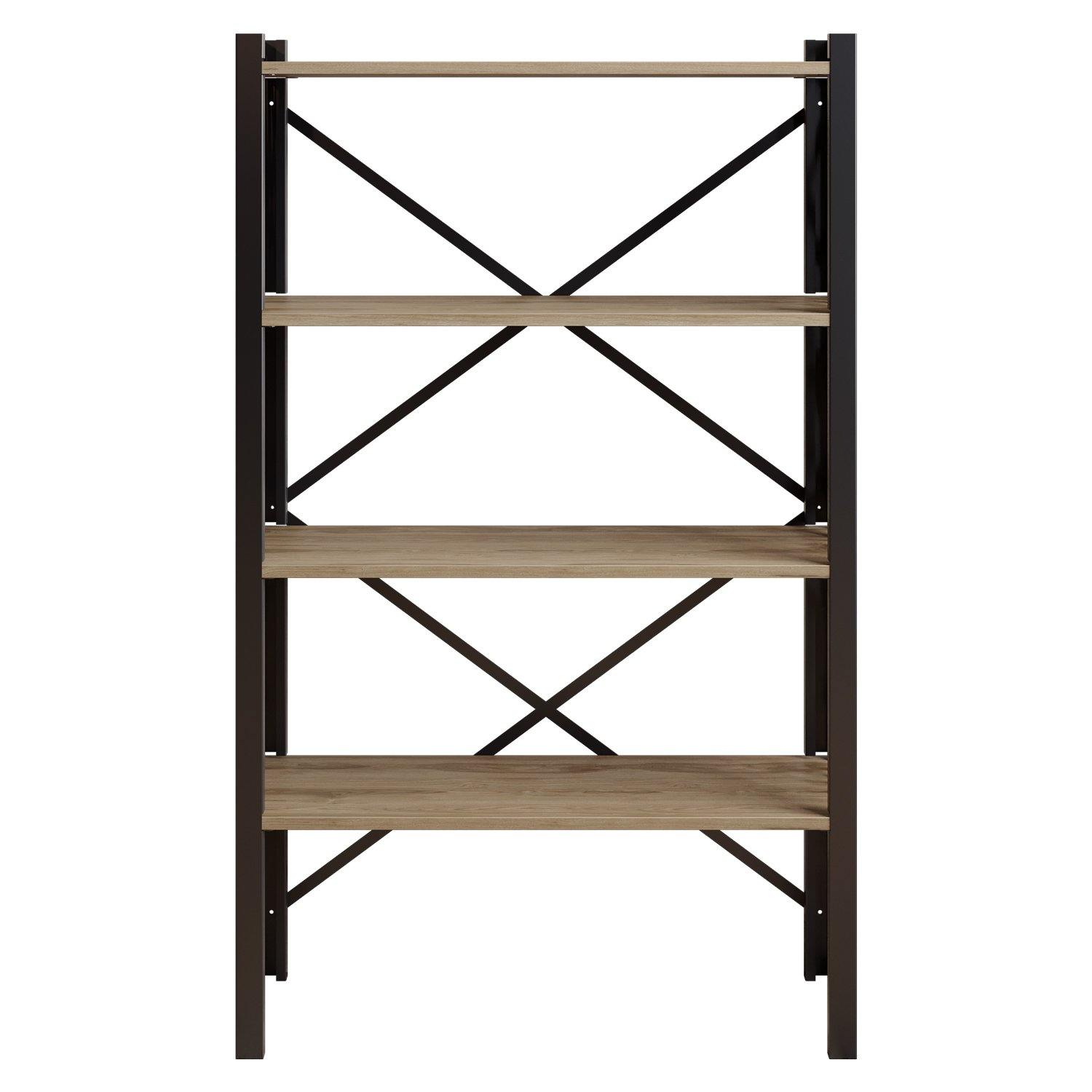 Merkel 58'' Tall Metal Wood Accent Bookcase - Decorotika