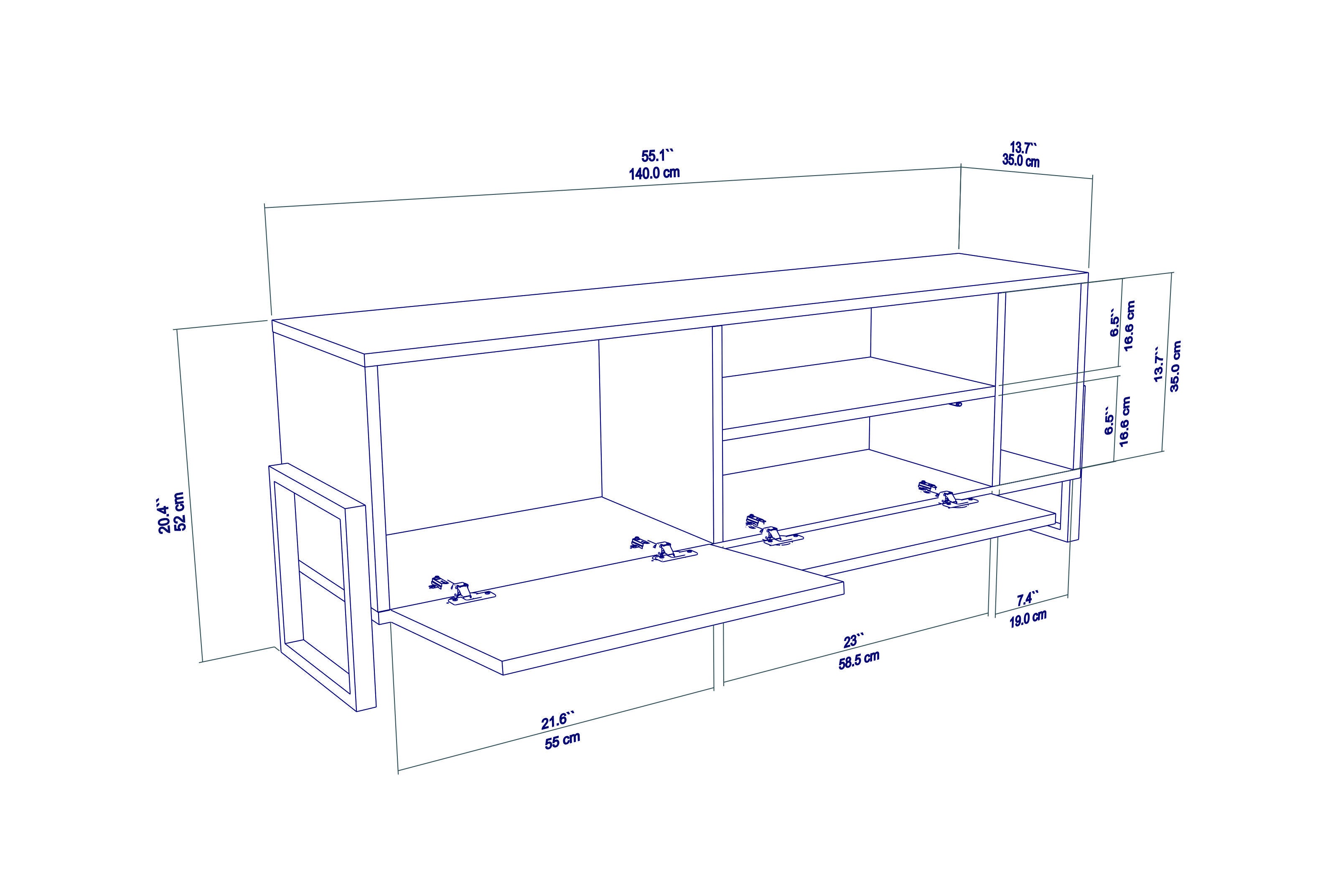 Utopia 55.1" Wide Modern TV Stand with Metal Legs | TV Console with Storage Cabinet