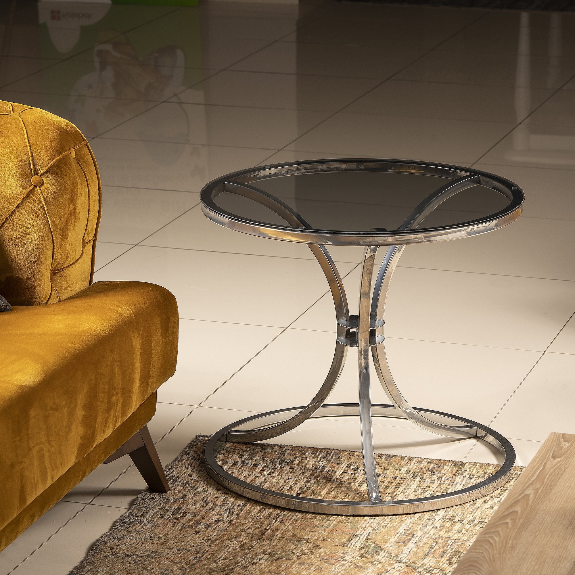 Corleone Metal & Tempered Glass Side End Table - Decorotika