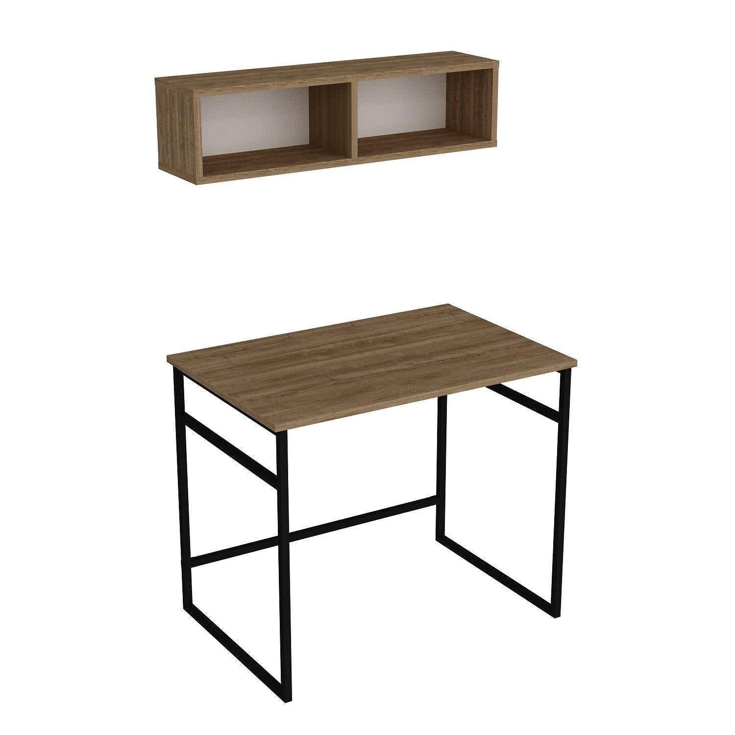 Gama 35" Wide Computer Desk with a Wall Cubby Shelf - Decorotika