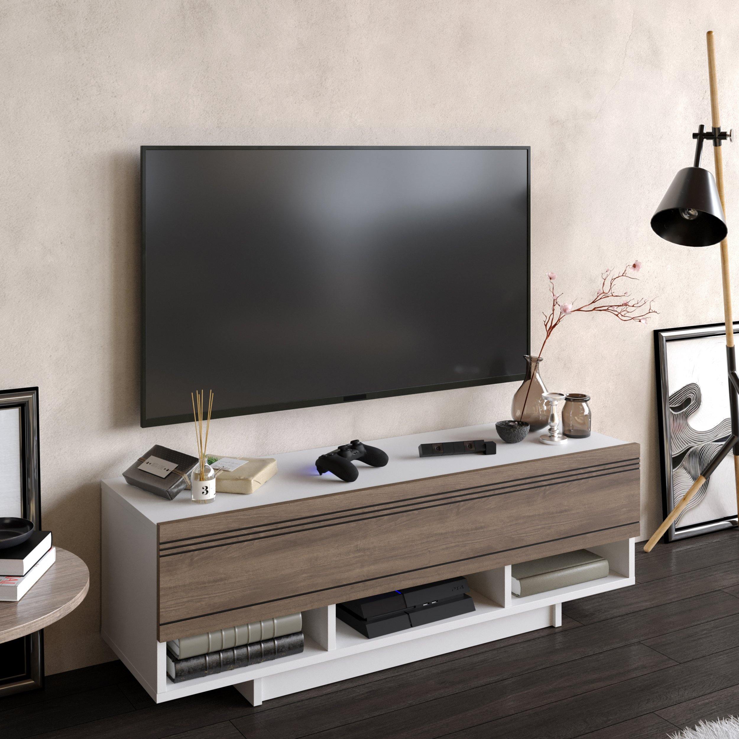 Celestia 47" TV Stand and Media Console with Cabinets and Open Shelves - Decorotika